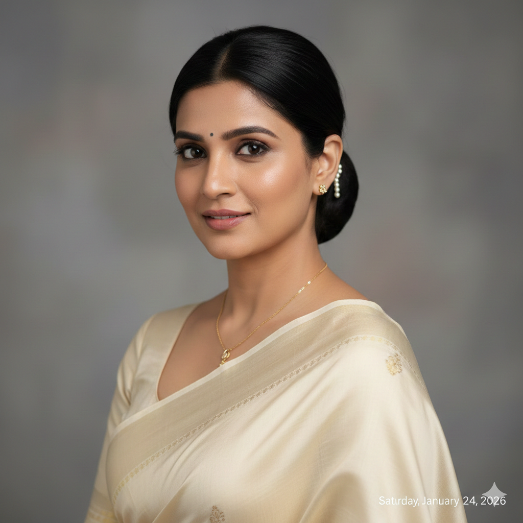 Simple and Classy Girl in Saree Headshot