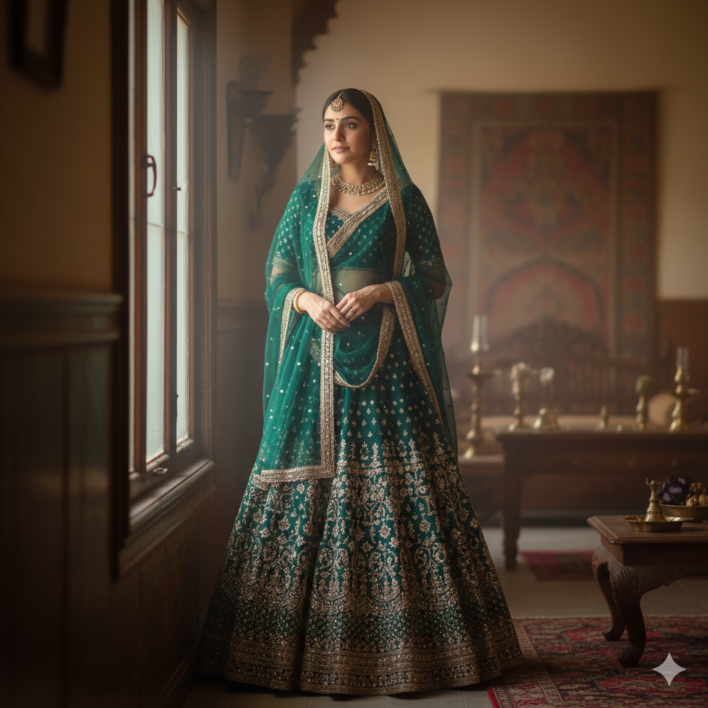 21. Traditional Lehenga Look with Peaceful Expression