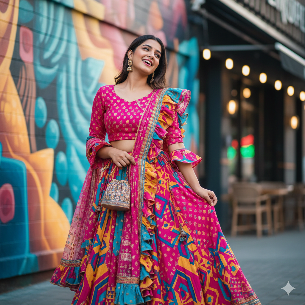 22. Modern Social Media Lehenga Portrait Prompt