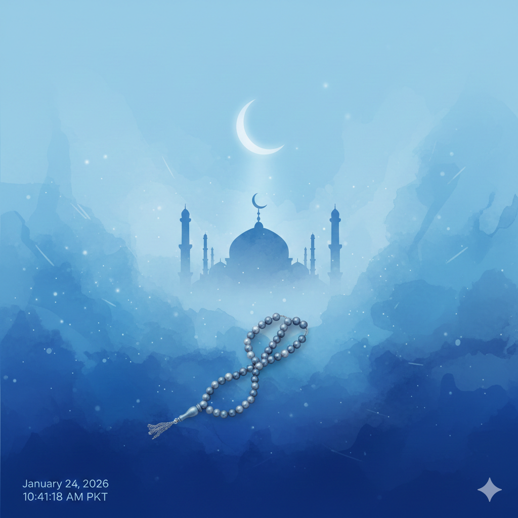 Spiritual Ramadan Image with Calm Blue Tones
