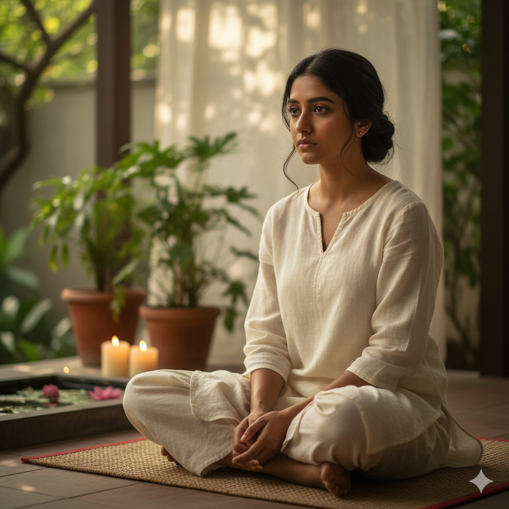 Indian Girl Portrait with Calm and Peaceful Expression