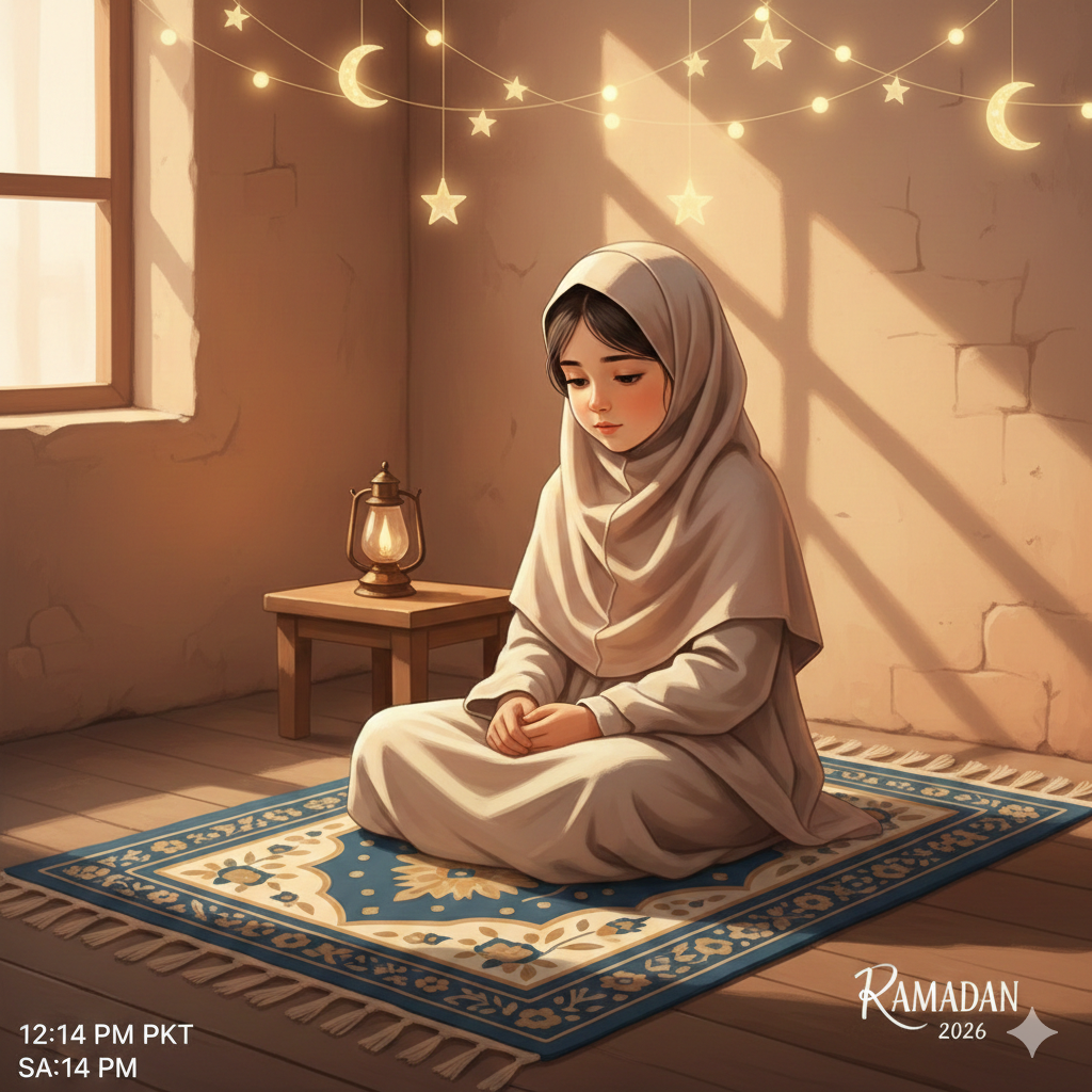 Ramadan DP Girl with Prayer Mat and Calm Mood