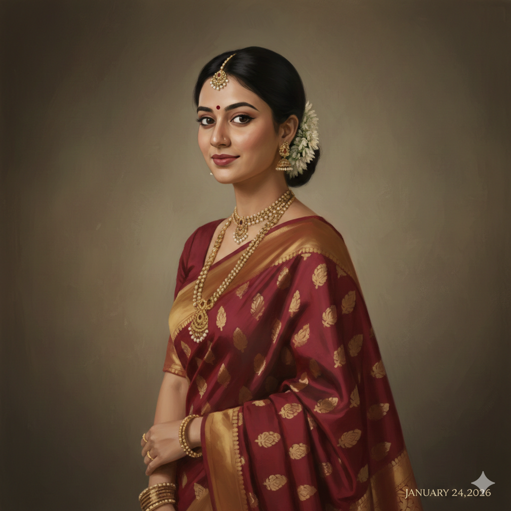 Classic Saree Portrait with Timeless Indian Beauty