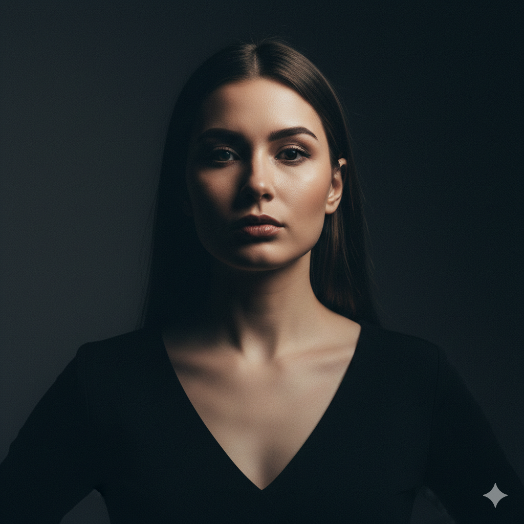 Confident Modern Girl Portrait with Soft Shadows