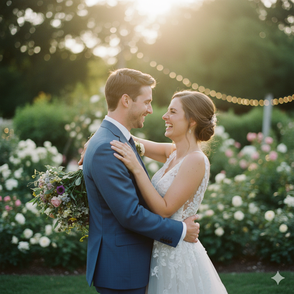 13. Natural Smile Wedding Couple Photo