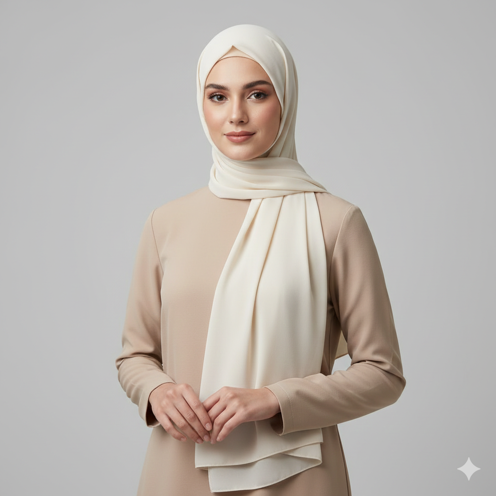 12. Studio‑Style Muslim Woman Photo with Balanced Lighting