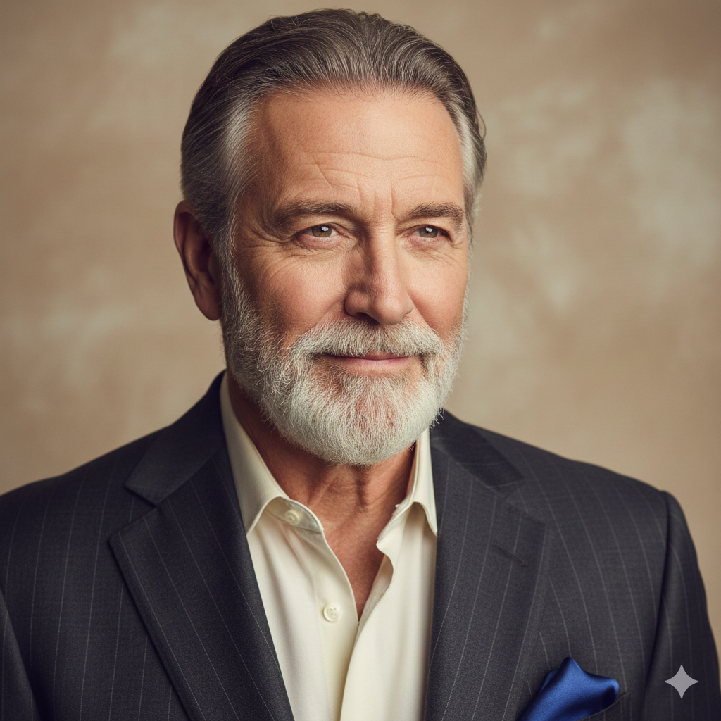 Mature Man Portrait with Wisdom Expression
