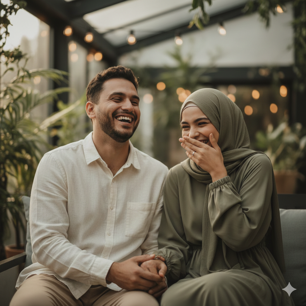 Muslim Couple Portrait with Natural Expressions