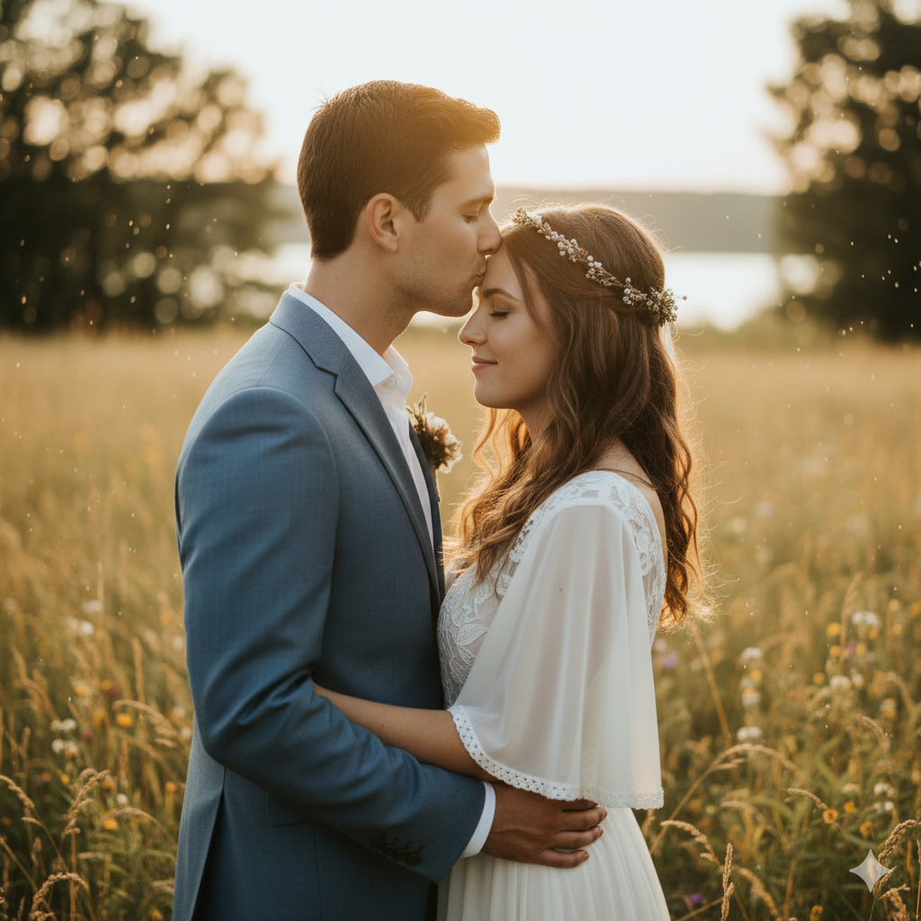 21. Wedding Couple Photo with Calm and Loving Mood