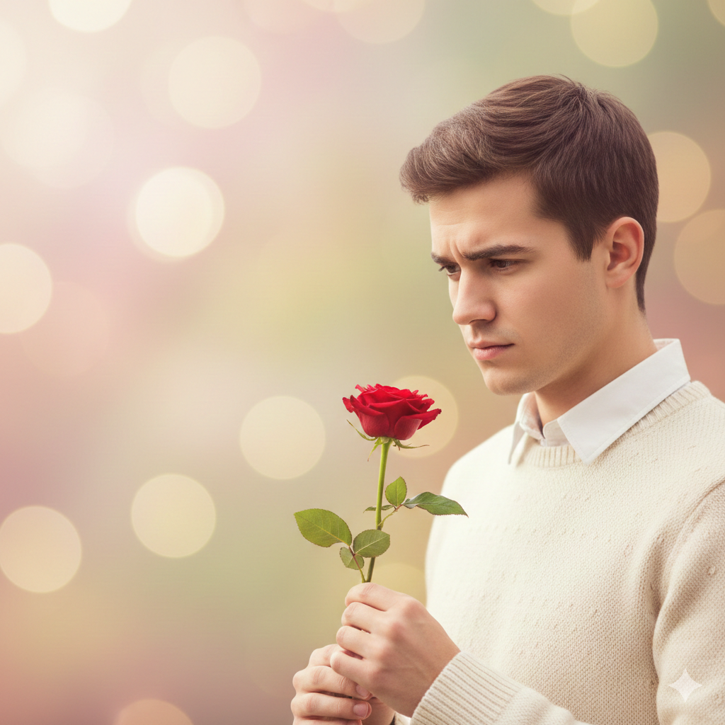Boy Rose Aesthetic with Soft Blur Background