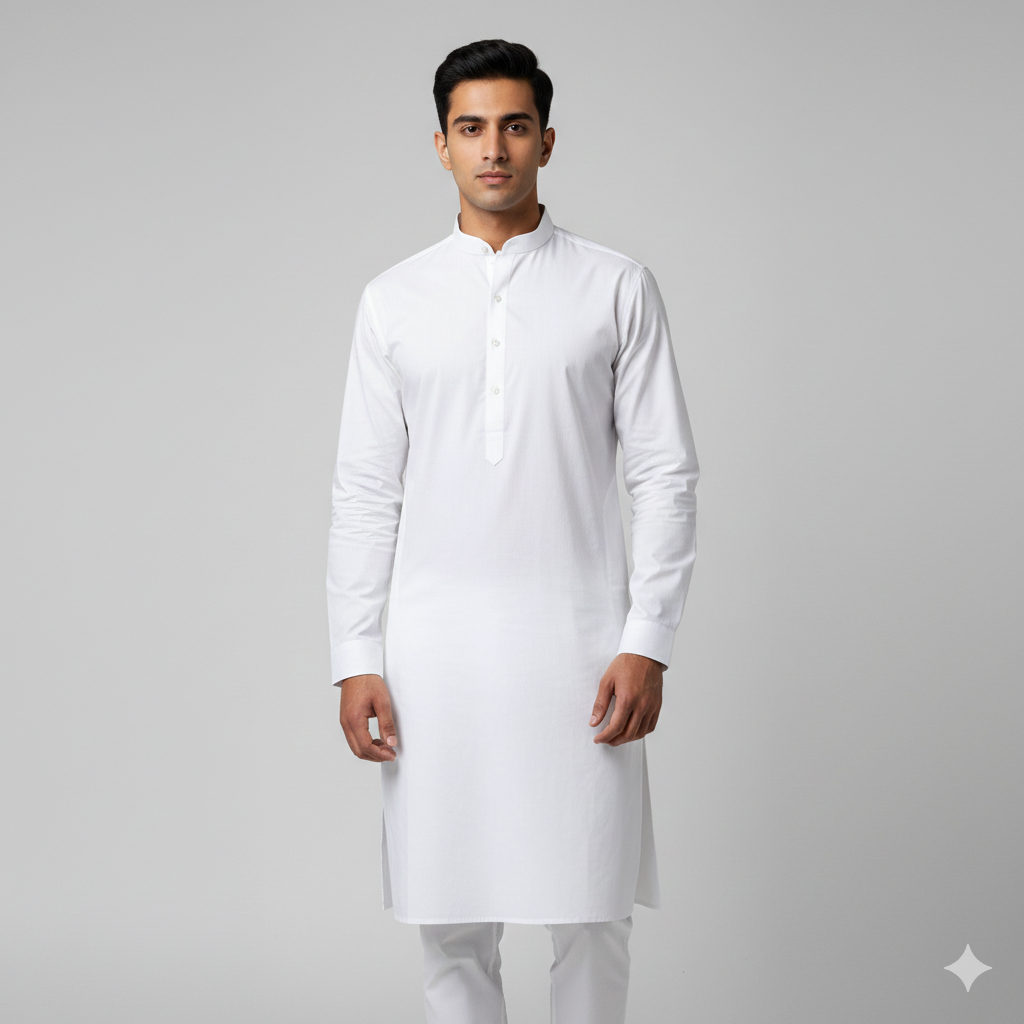2. Classic White Shalwar Kameez Look with Clean Background