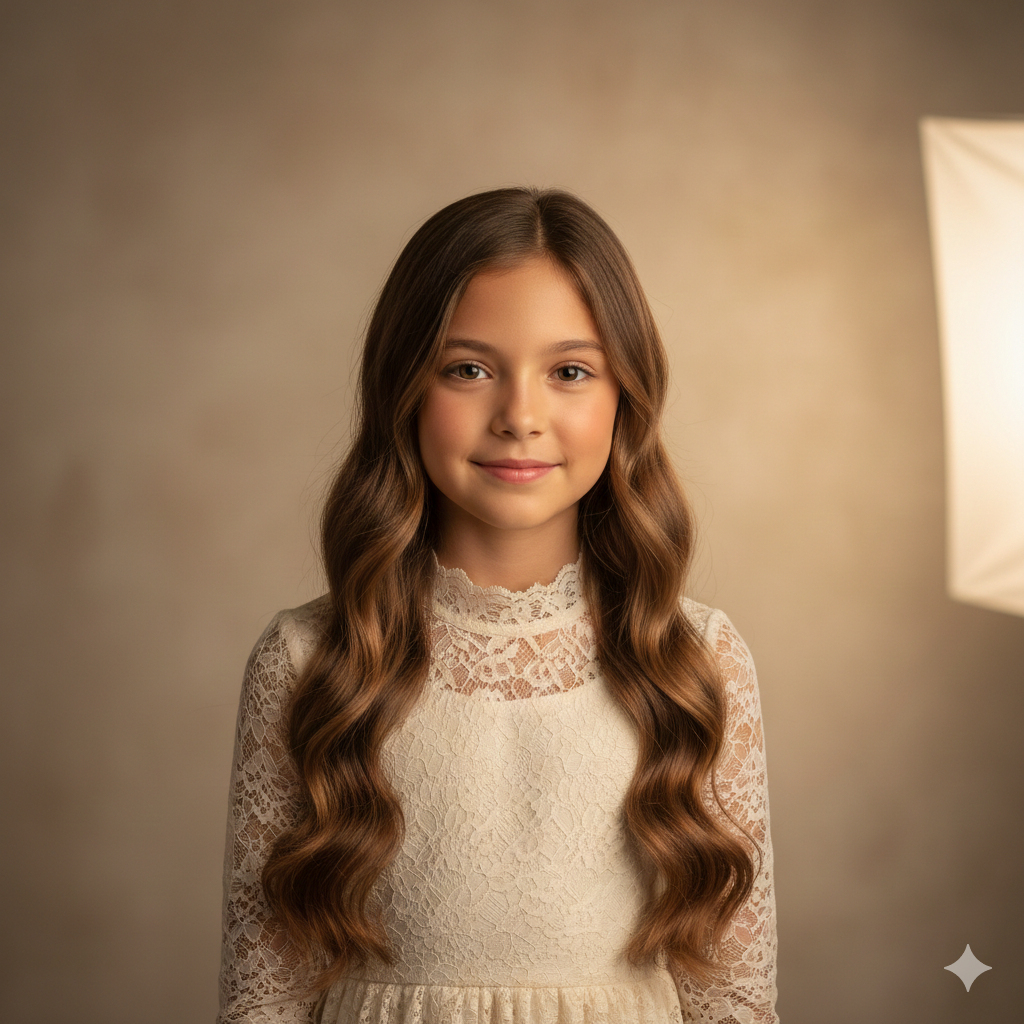 Elegant Birthday Girl Portrait with Warm Skin Tones