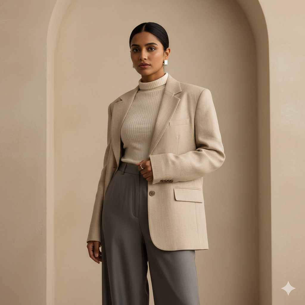 Modern Indian Girl Portrait with Neutral Color Tones