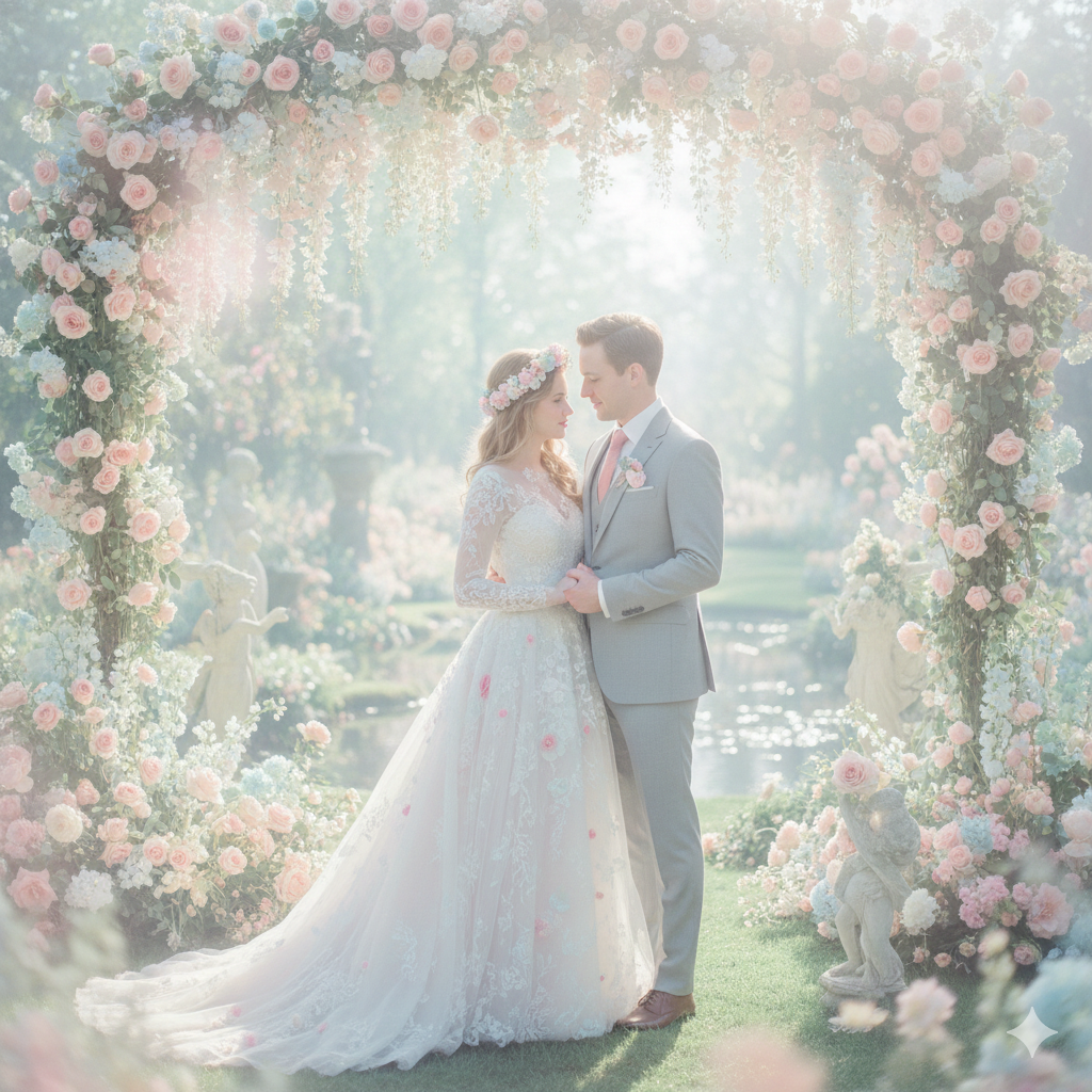 19. Wedding Couple Portrait with Soft Pastel Colors