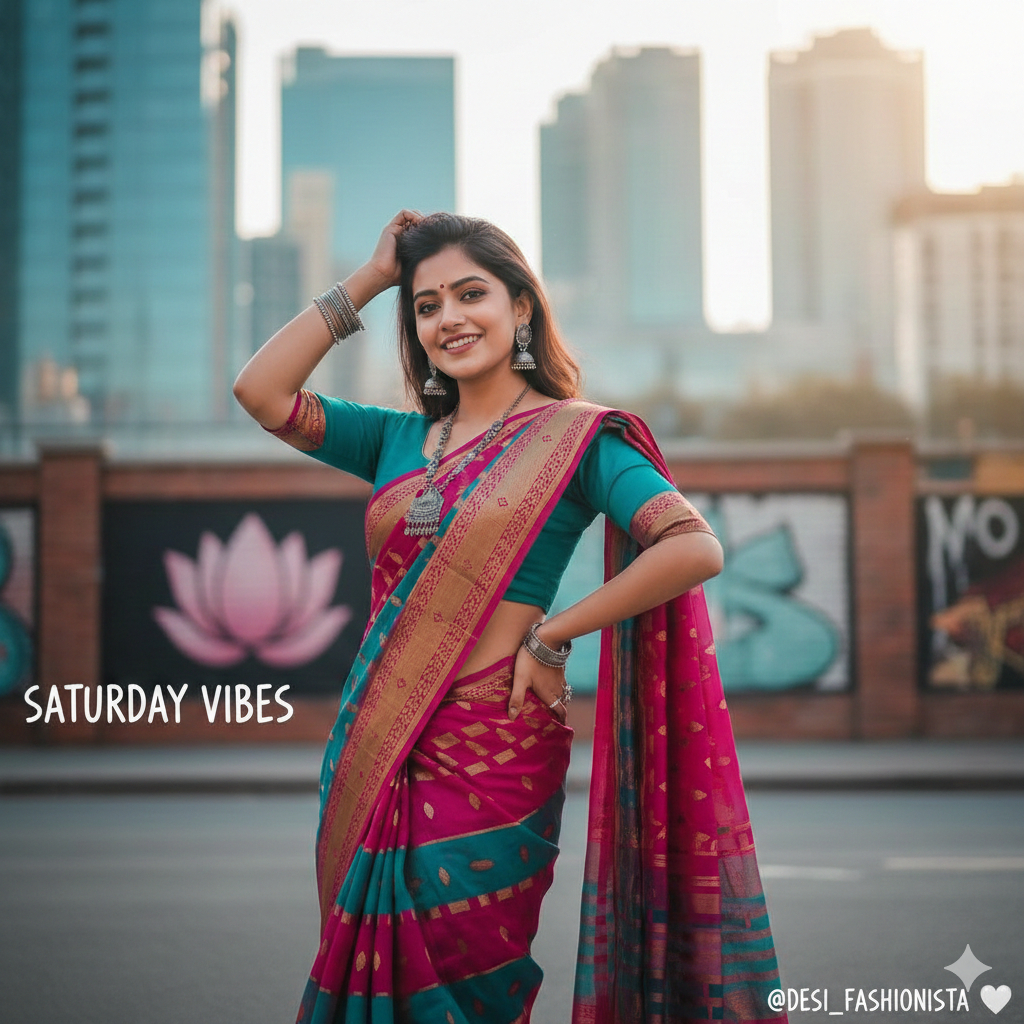 Modern Social Media Saree Portrait Prompt