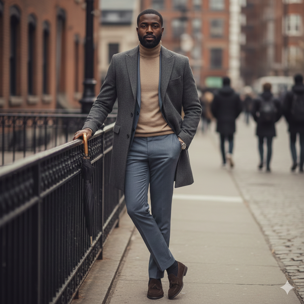 Modern Gentleman Coat Suit Photo with Neutral Tones