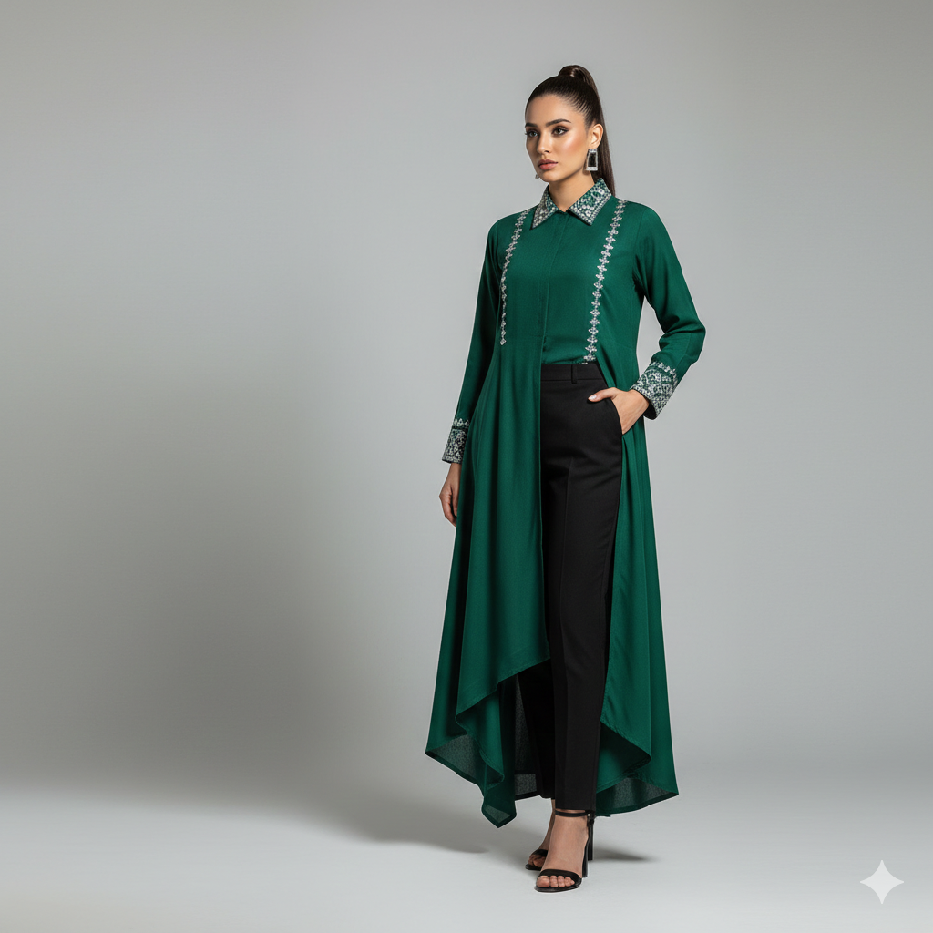13. Modern Desi Pakistani Outfit with Studio Lighting