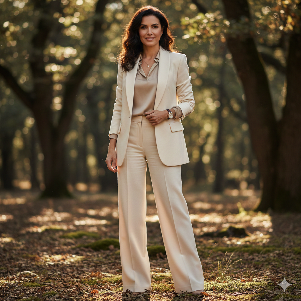1. Confident Woman Portrait with Elegant Outfit and Natural Lighting