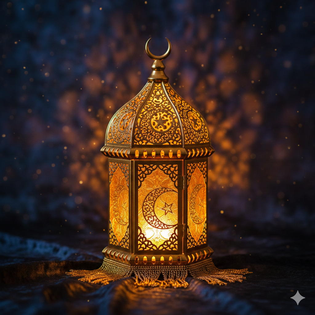 Golden Ramadan Decorative Lantern Image