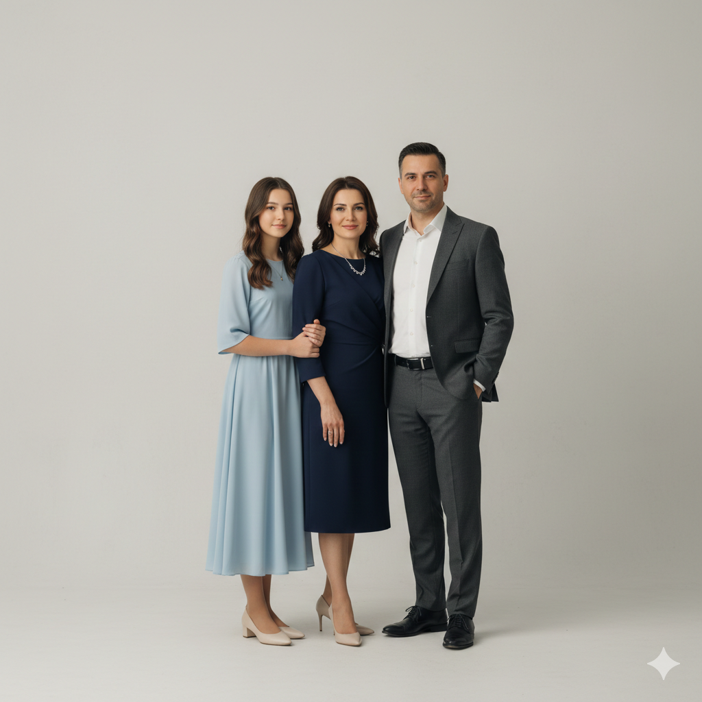14. Elegant Family Photo Prompt with Simple Background