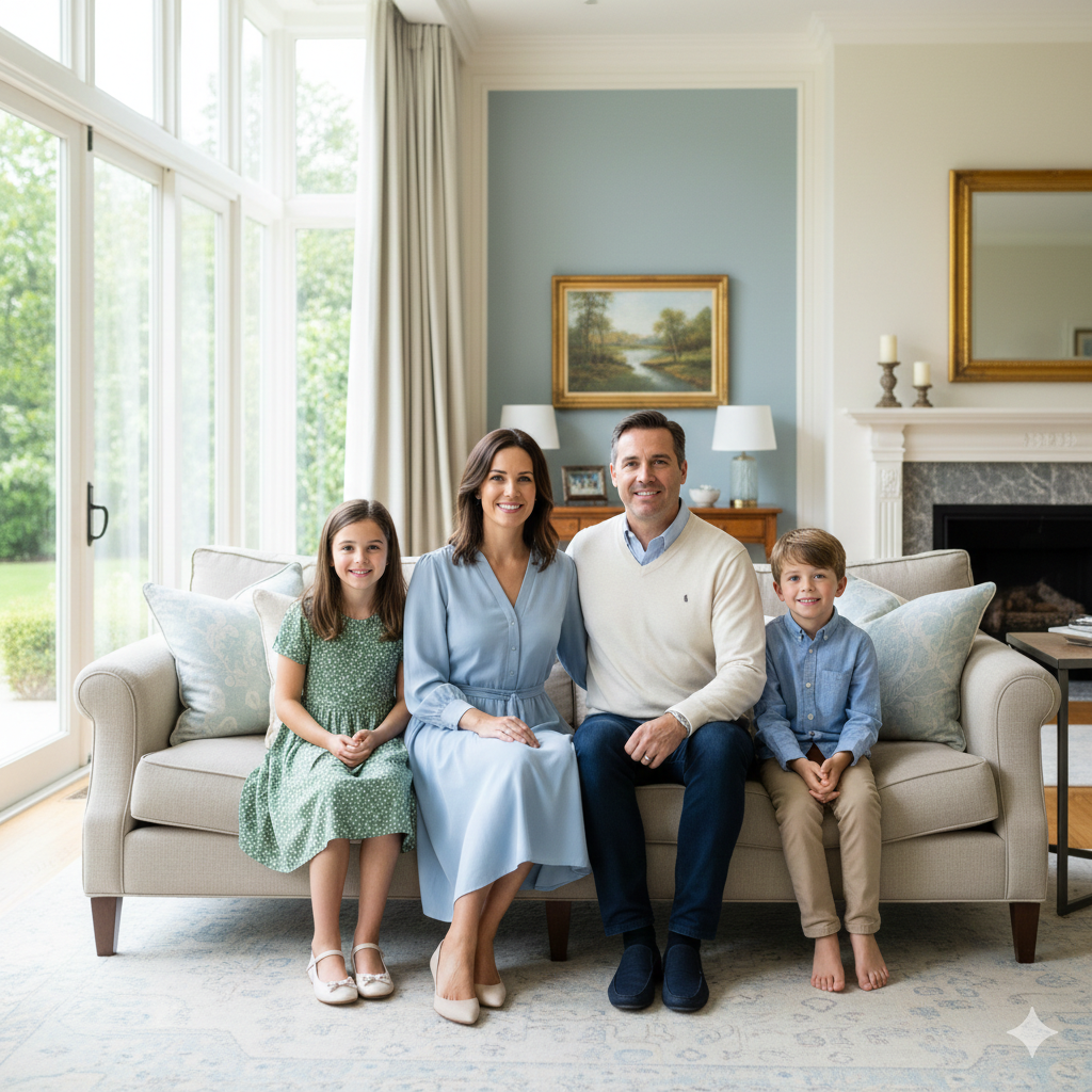 16. Family Portrait Prompt with Balanced Lighting and Colors