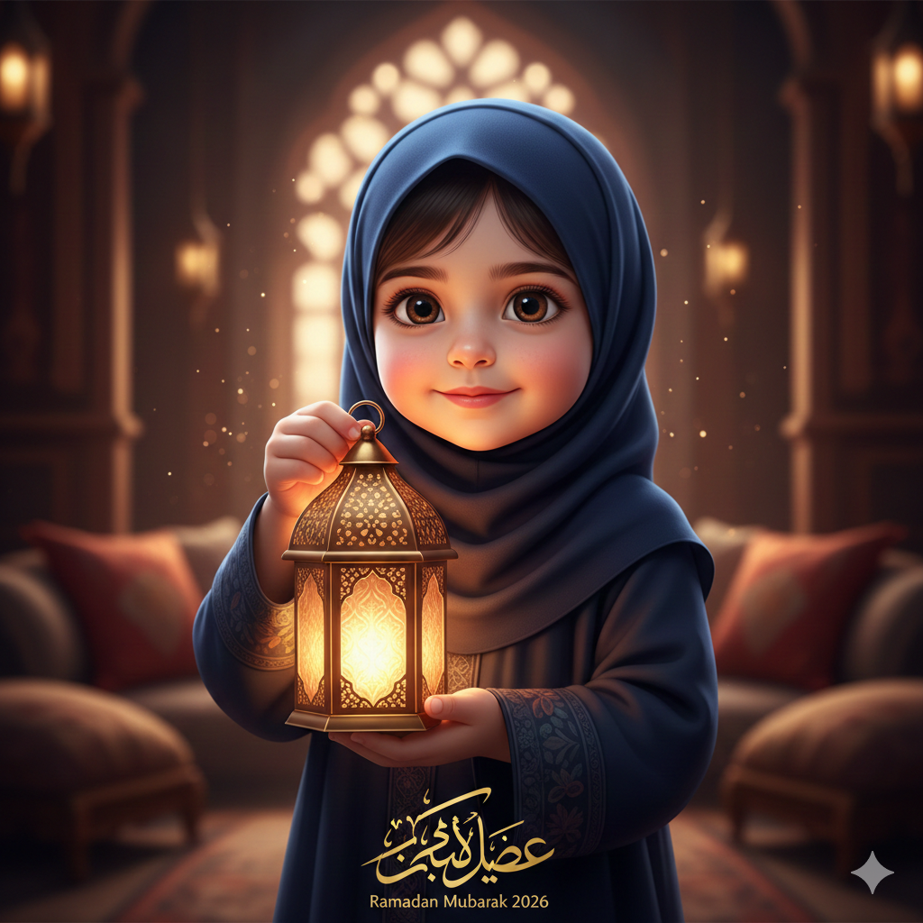 Ramadan DP Girl Holding Lantern with Soft Light
