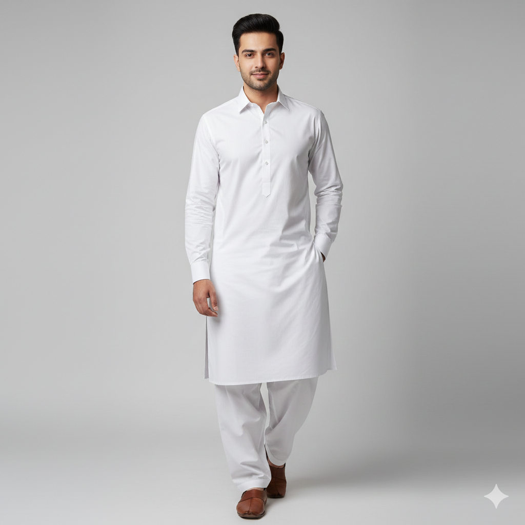 2. Classic Pakistani Outfit Look with Clean Background