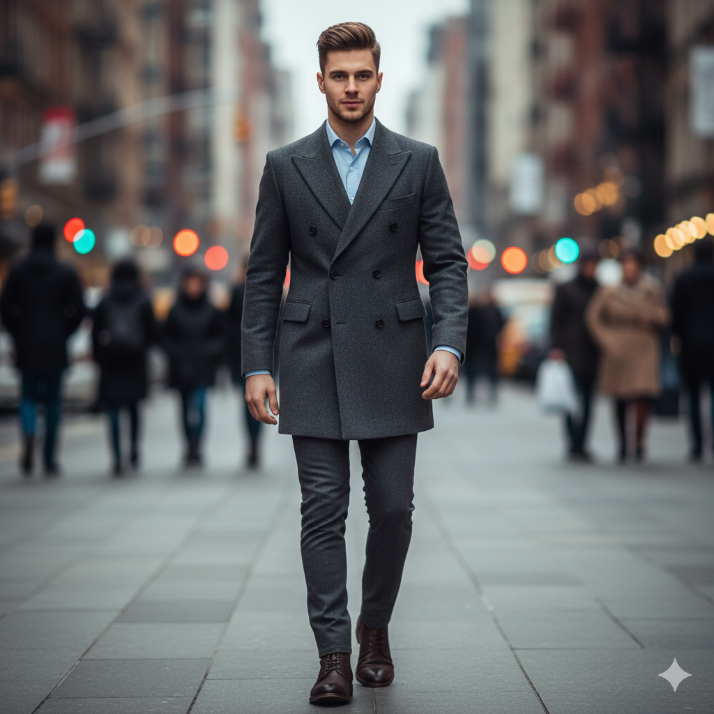 Stylish Coat Suit Photo with Blurred Background Effect