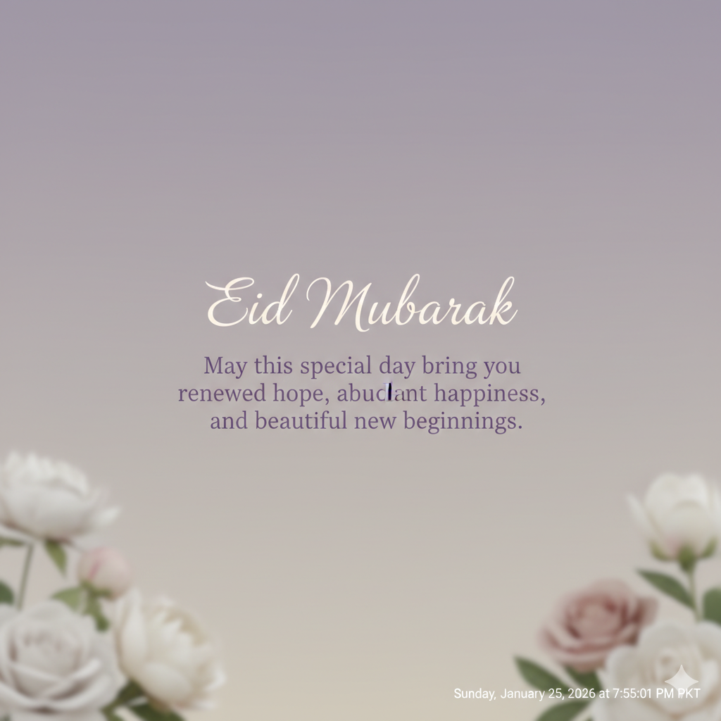 Soft Aesthetic Eid Mubarak Image with Positive Quote