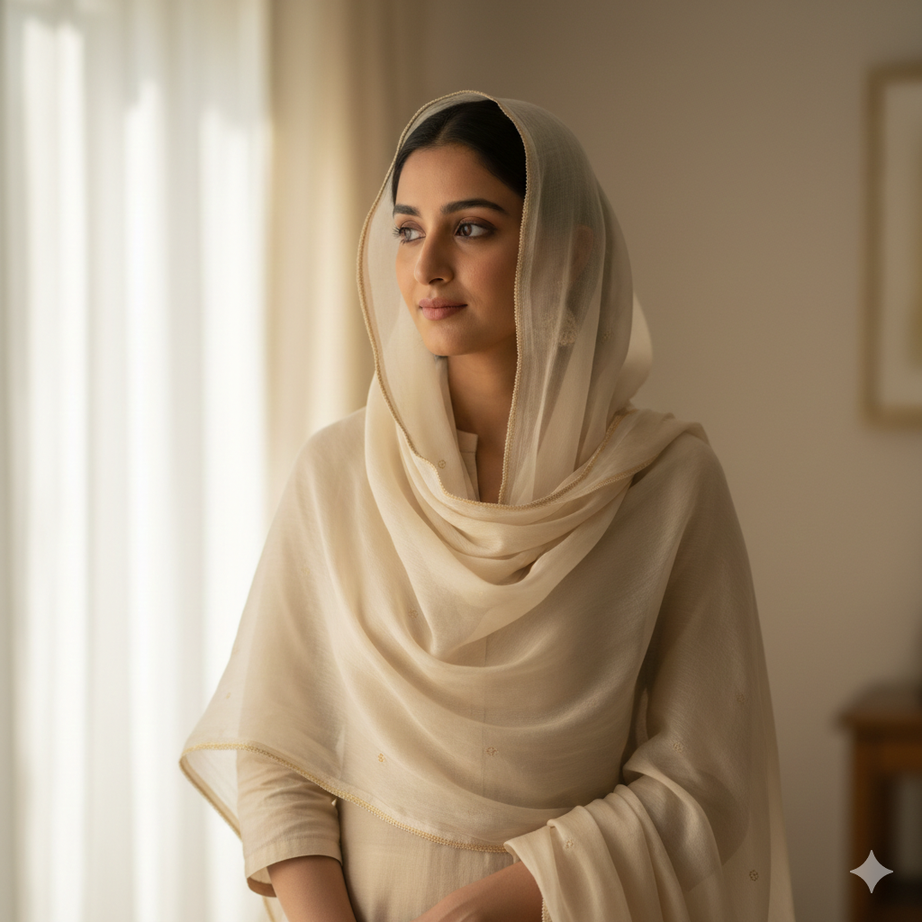 Indian Girl Portrait with Dupatta and Natural Light