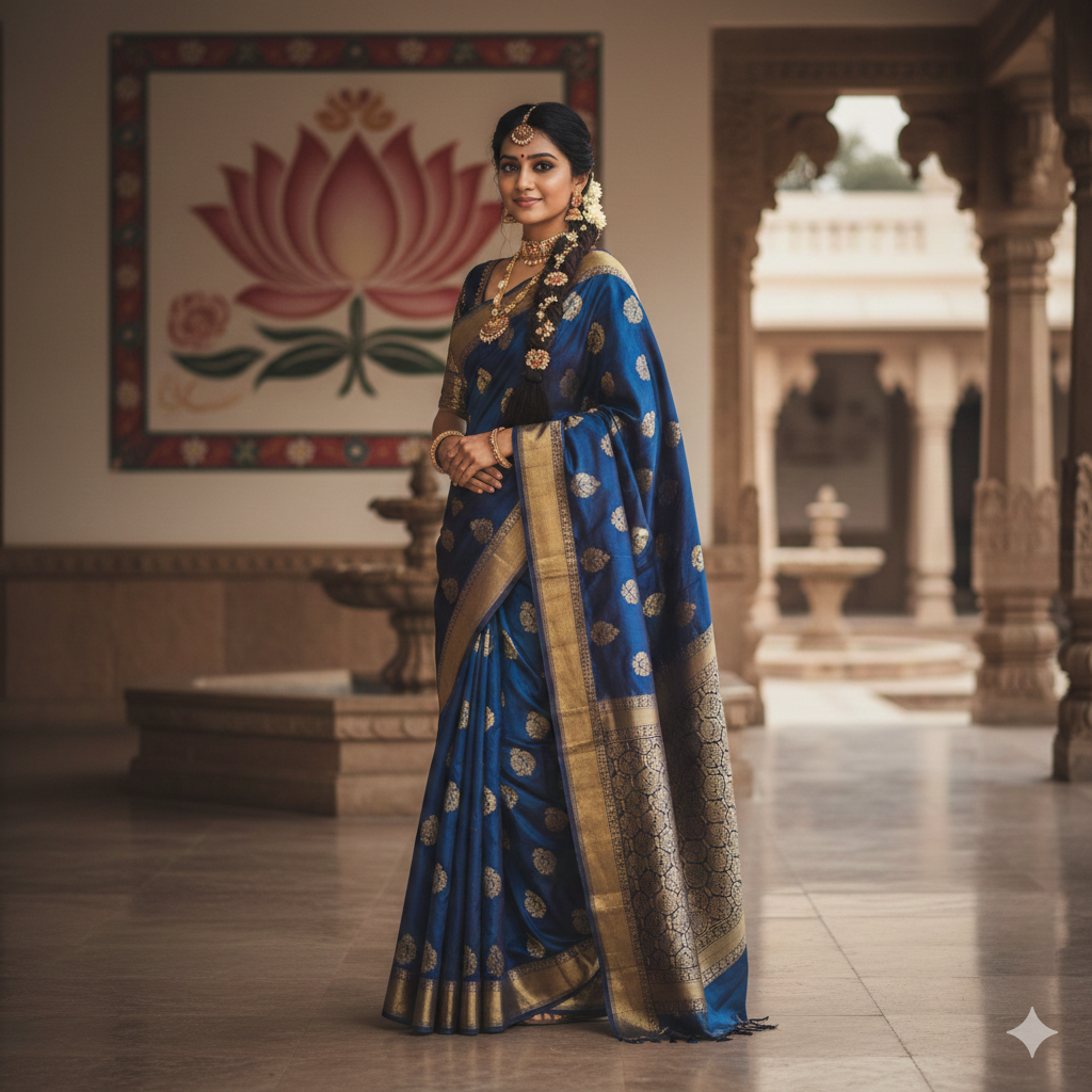 Graceful Girl in Saree with Cultural Aesthetic