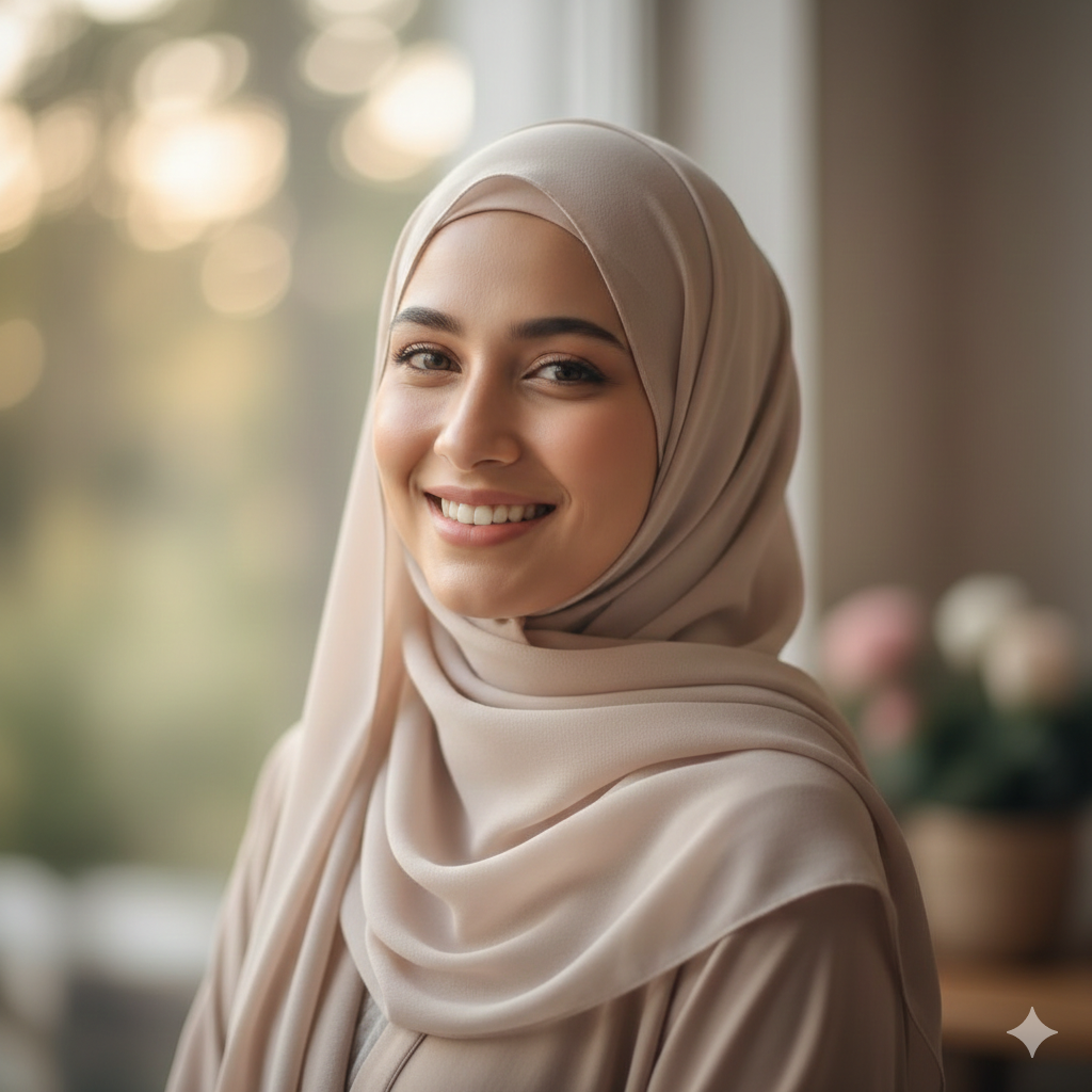19. Muslim Woman Portrait with Natural Smile and Soft Focus