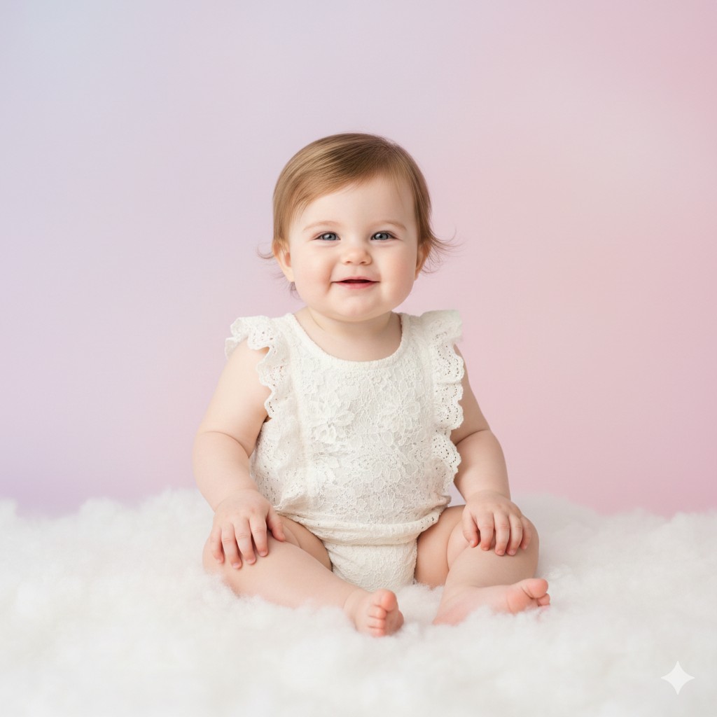 Adorable Baby Girl Photo with Pastel Background