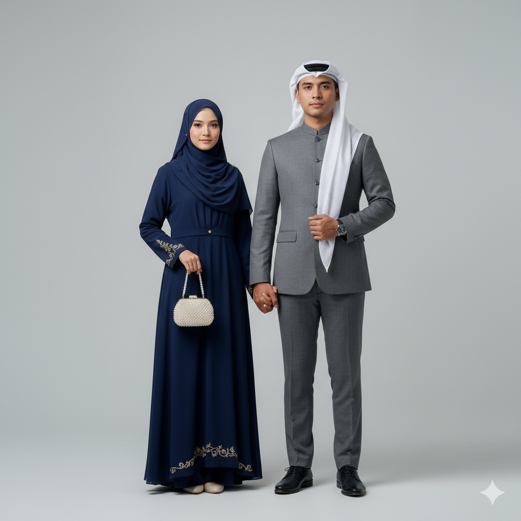 Clean and Respectful Muslim Couple Portrait Style
