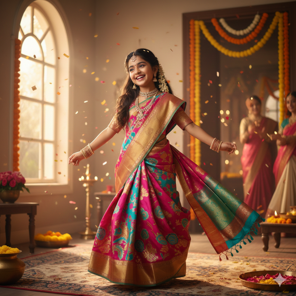 Festive Saree Look with Soft Lighting