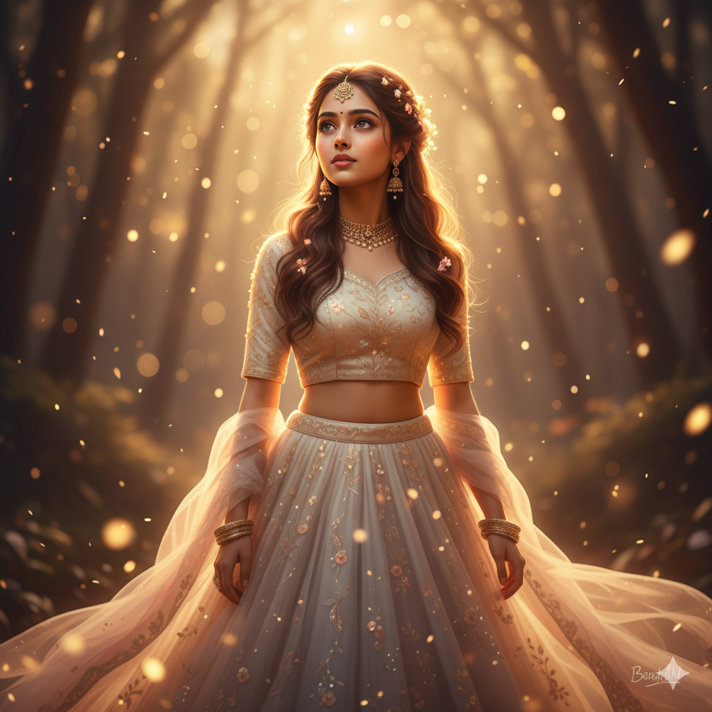 23. Soft Glow Girl in Lehenga Aesthetic Prompt
