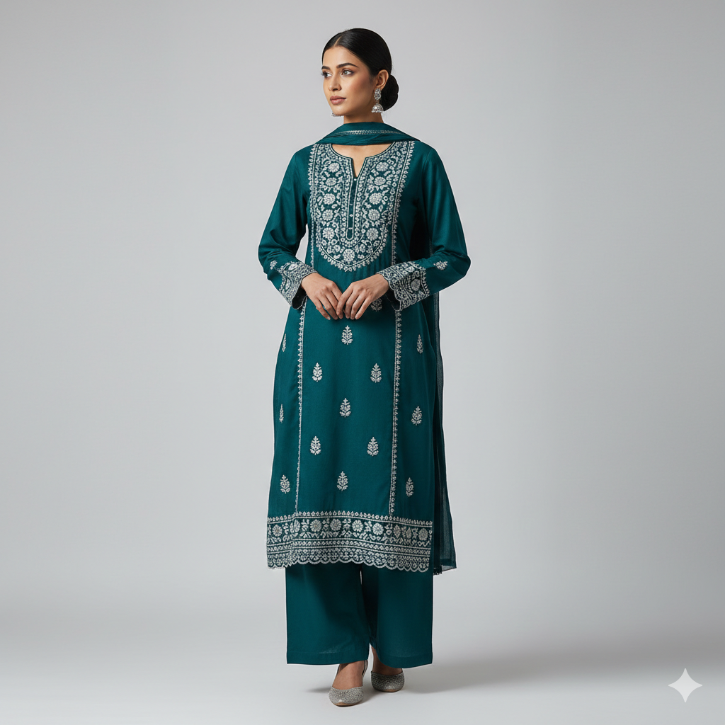 13. Traditional Shalwar Kameez Look with Neutral Background