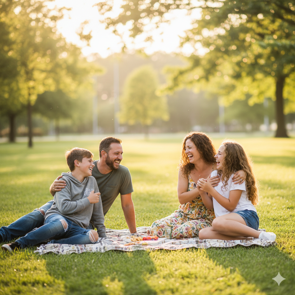 8. Casual Family Photo Prompt with Relaxed Poses