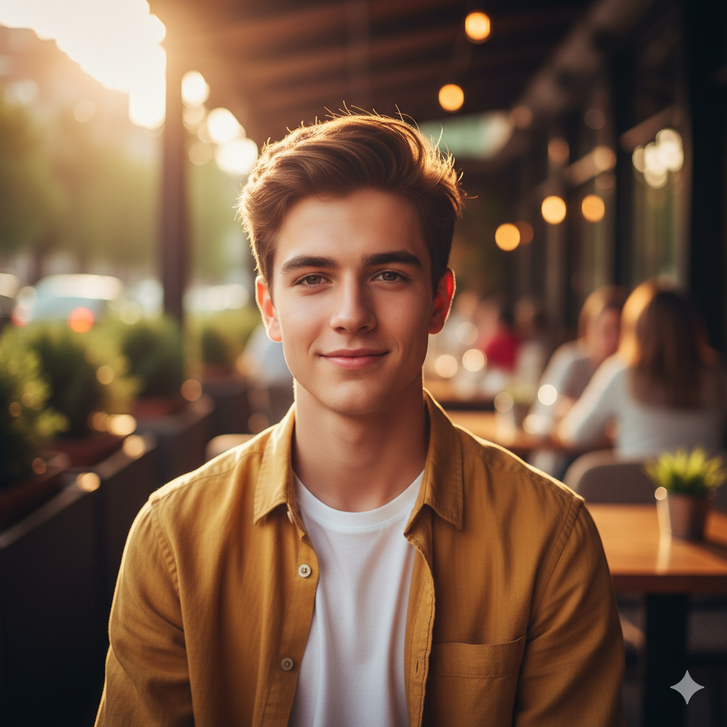 14. Modern Stylish Boy Photo with Warm Skin Tones