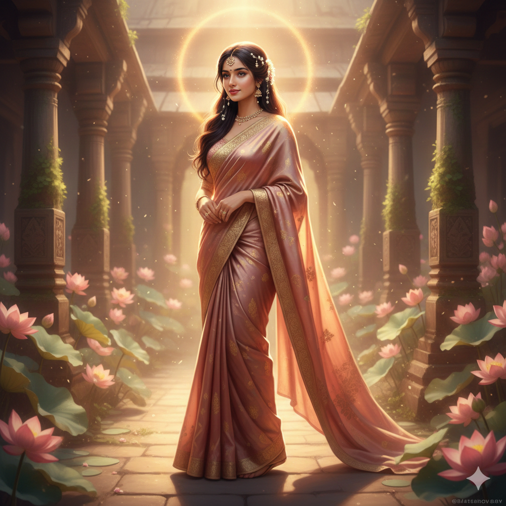 Soft Glow Girl in Saree Aesthetic Prompt