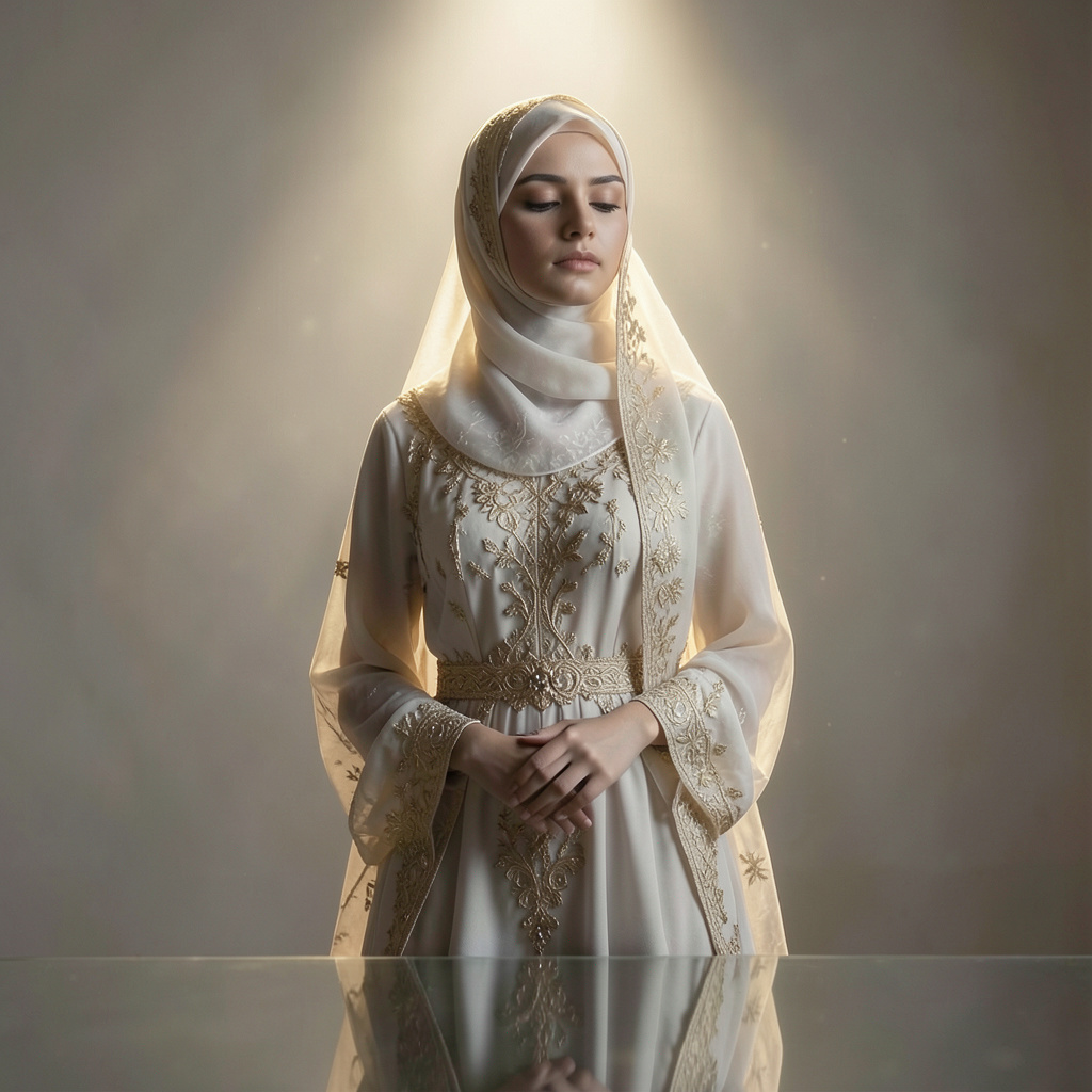 Elegant Girl in Hijab with Spiritual Lighting and Mood