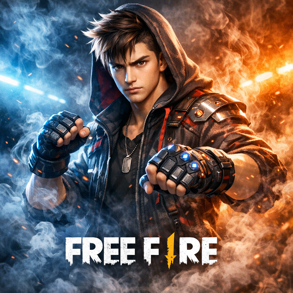 Free Fire Boy Avatar with Smoke and Light Effects