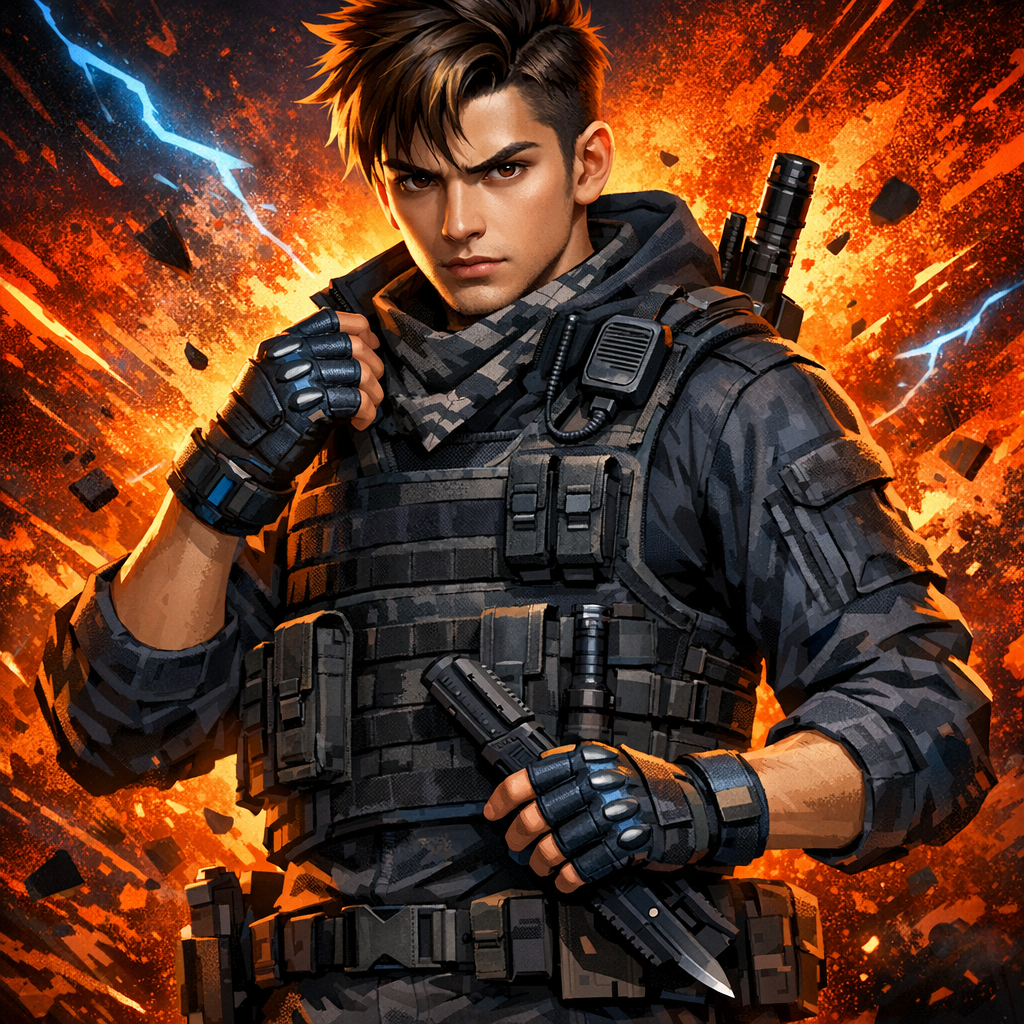 Free Fire Boy Character with Tactical Outfit