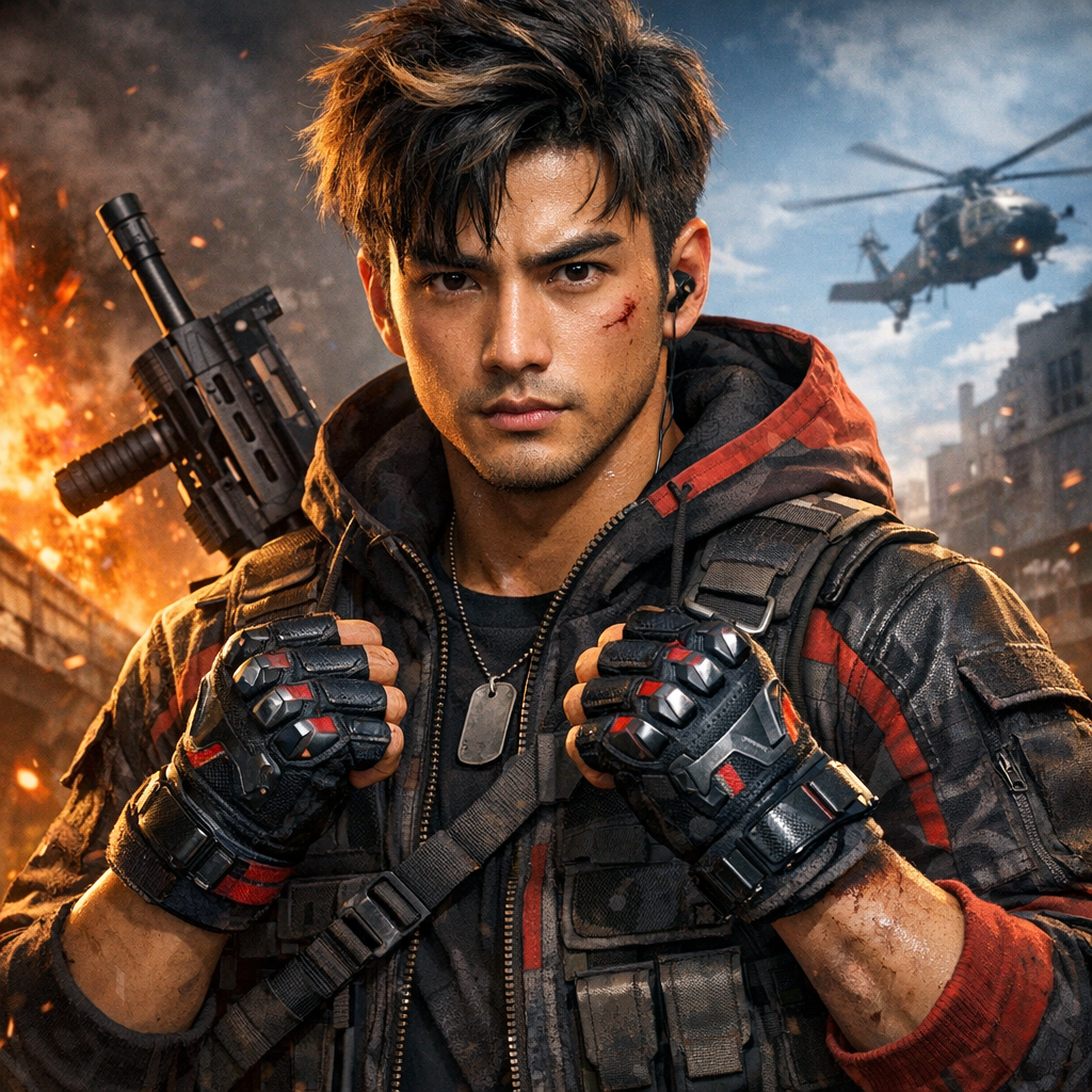 Realistic Free Fire Character Prompt for Boys