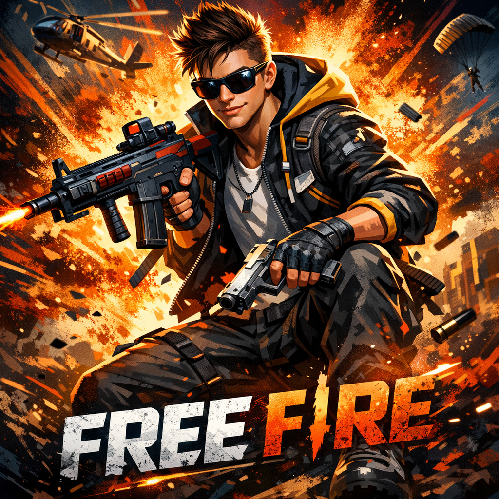 Free Fire Gaming Poster Style Prompt for Boys