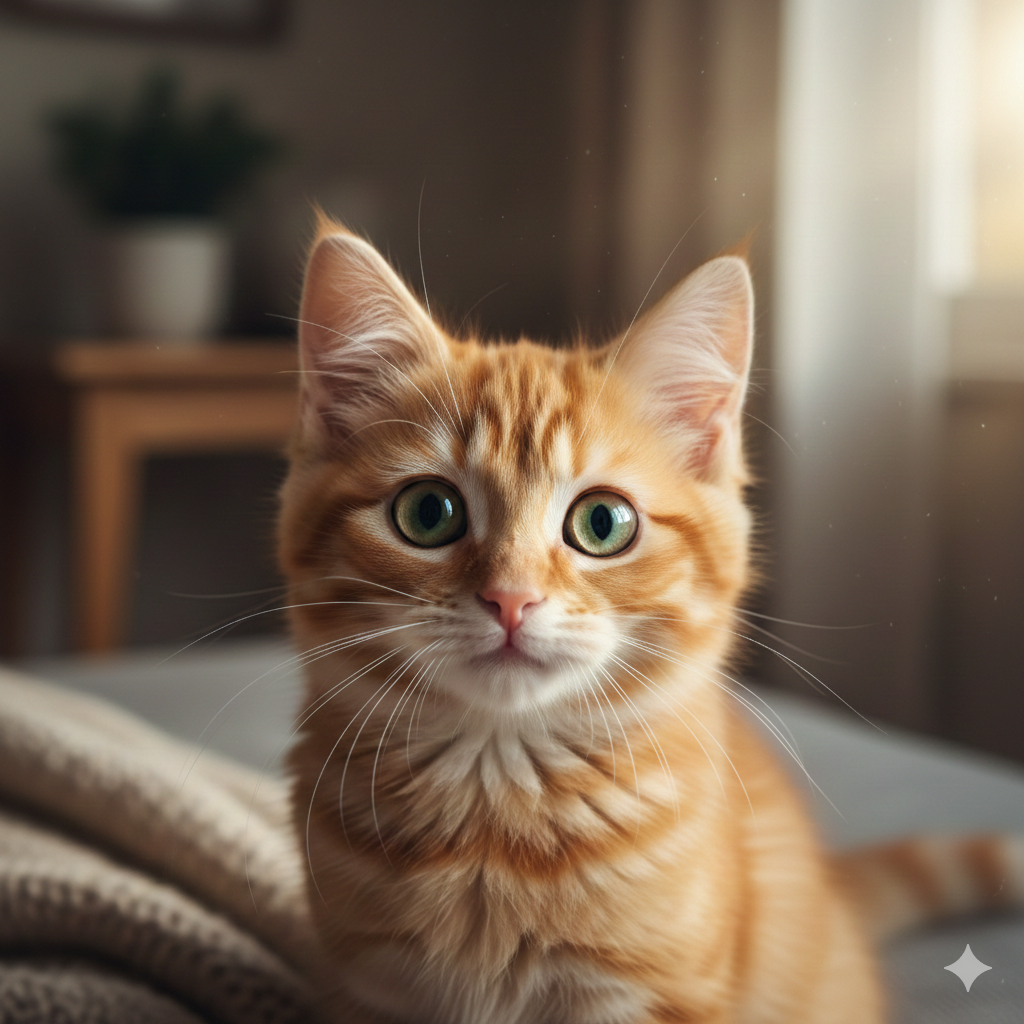 1. Cute Cat Portrait with Soft Natural Lighting
