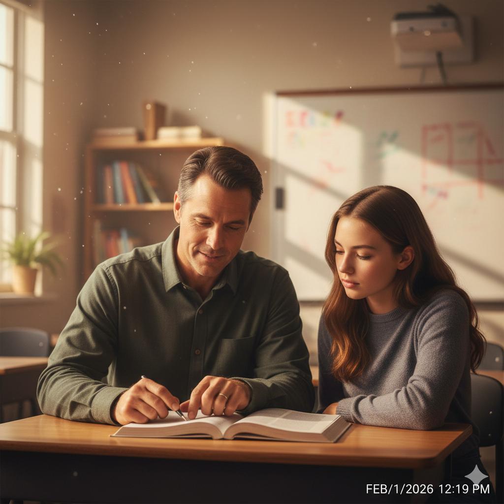 12. Teacher and Student Bond Image with Warm Tone