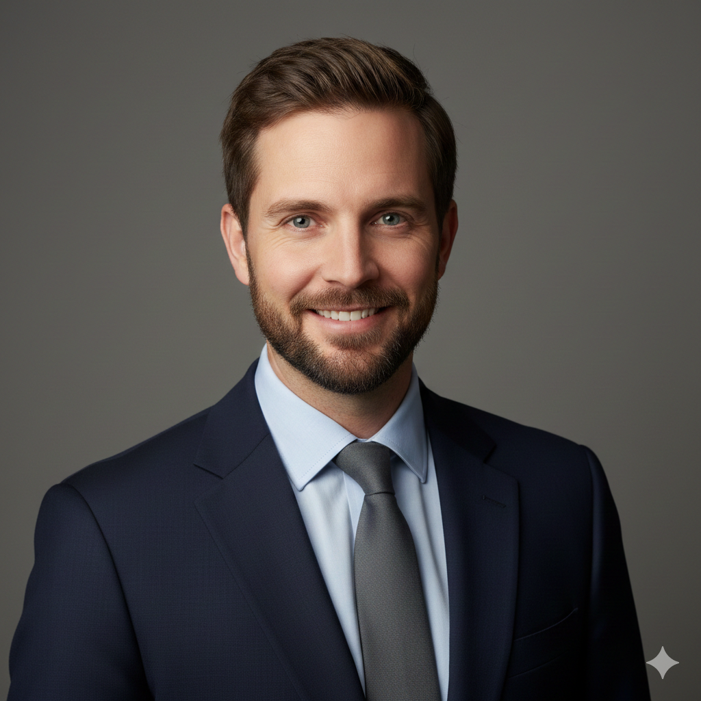 Professional Studio Headshot with Soft Key Light and Clean Background